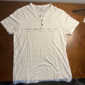 White Express button v-neck